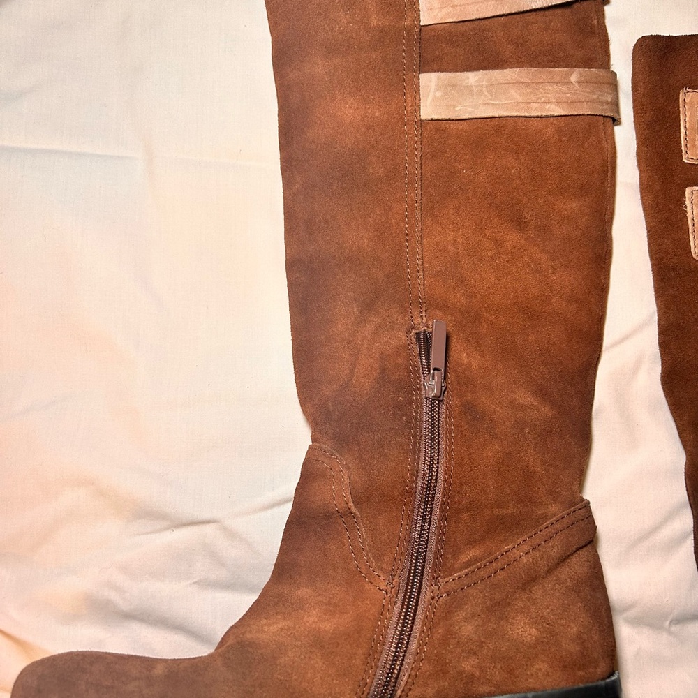 Nine West Sz 7.5 Brown Suede Riding Boots - Picture 2 of 6